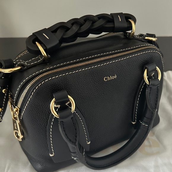 CHLOE 'DARIA' BRAIDED HANDLE GRAIN LEATHER SMALL SHOULDER BAG - Picture 10 of 16